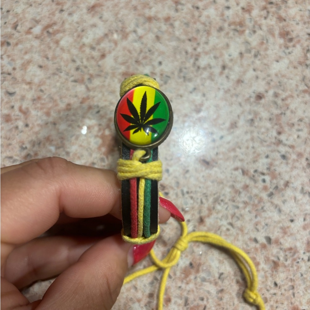 Handcrafted in Ochi, Jamaica Rasta Leaf Bracelet
